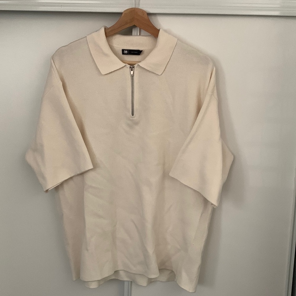 Half-zip short sleeve polo sweater